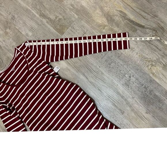 $5 item - NWT Old Navy maternity long sleeve maroon white fitted dress size S - Picture 9 of 14